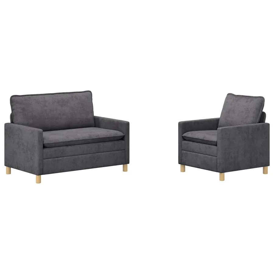 Ensemble de Canapés 2 pcs Gris foncé Polyester - 2