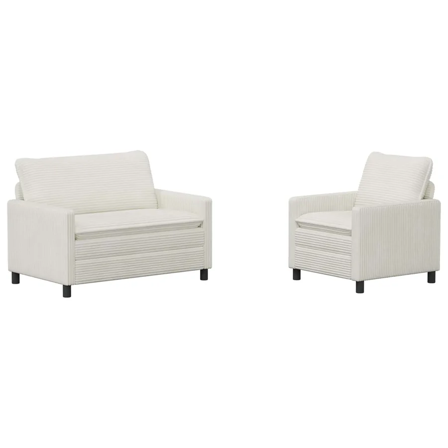 Ensemble de Canapés 2 pcs Crème Polyester - 2