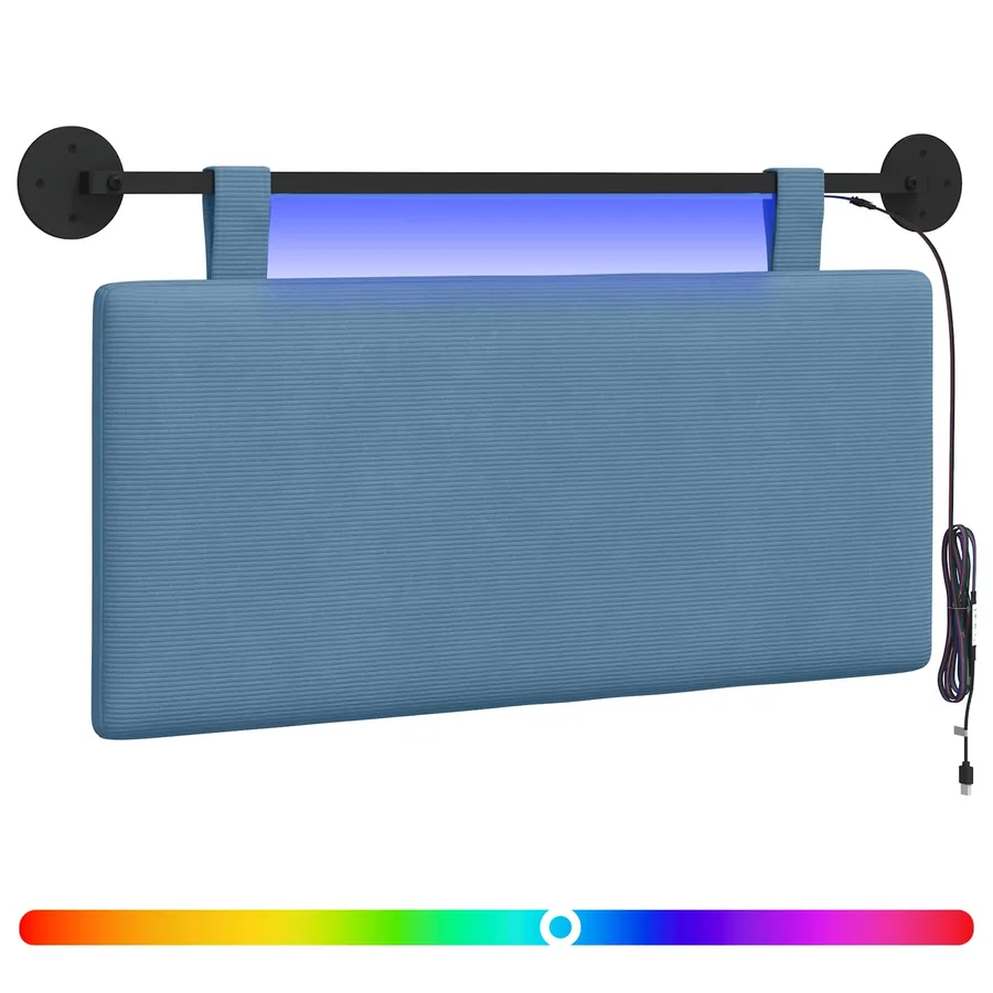 Tête de lit suspendue Bleu Tissu en velours côtelé - 2