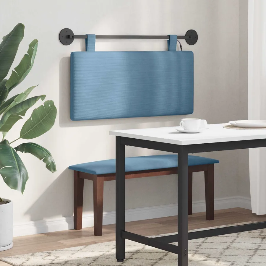 Tête de lit suspendue Bleu Tissu en velours côtelé - 4