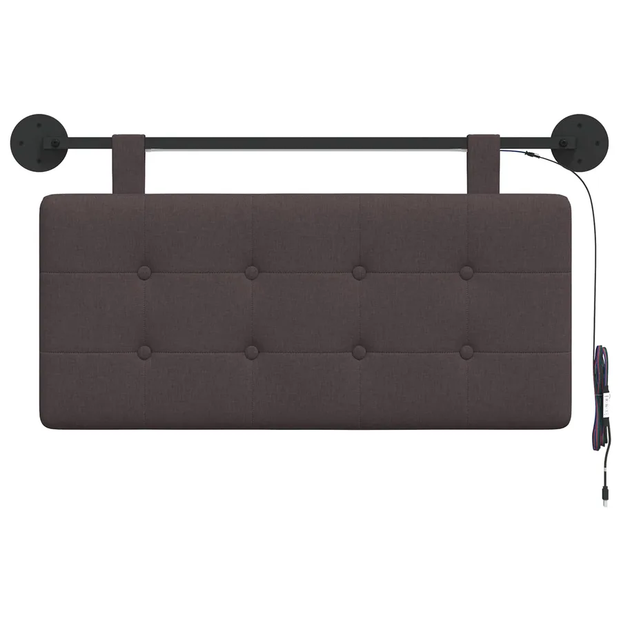 Tête de lit suspendue Avec lumière LED Marron foncé Tissu - 6