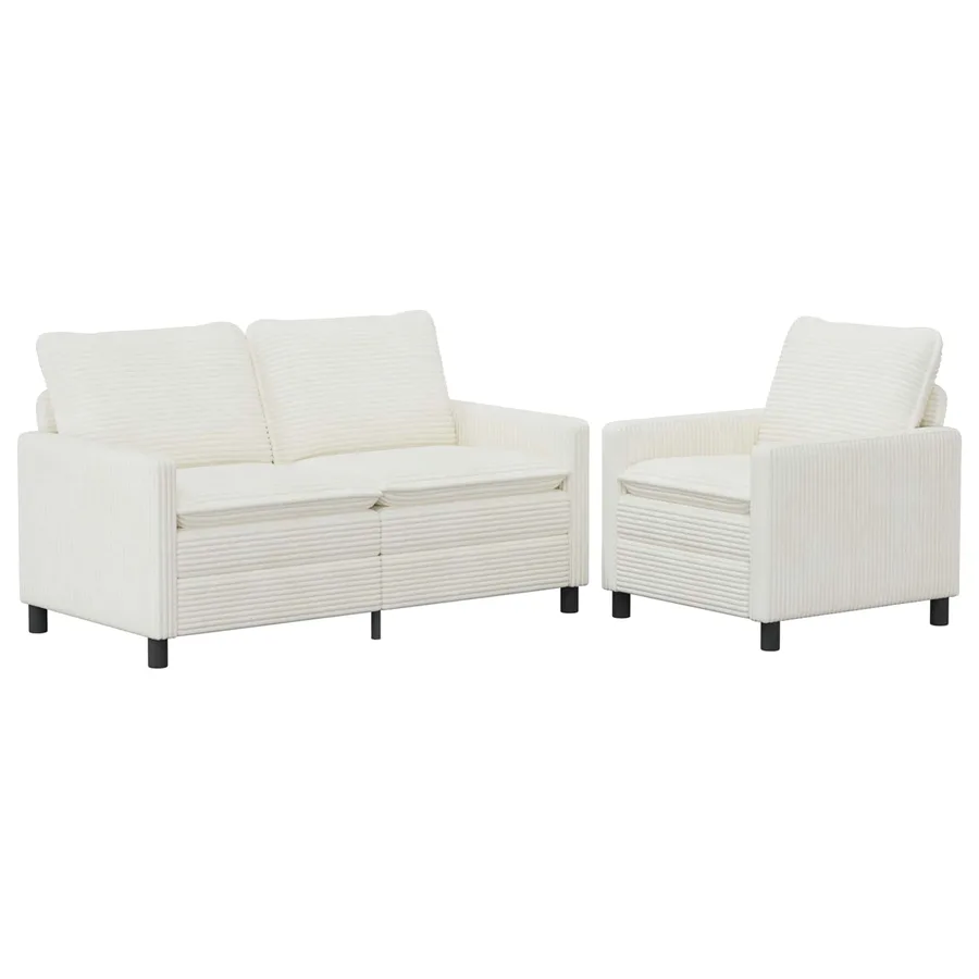Ensemble de Canapés 2 pcs Crème Polyester - 2