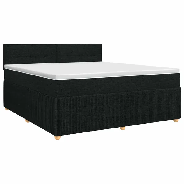 Lit boxspring avec matelas Noir 160 x 200 cm Tissu