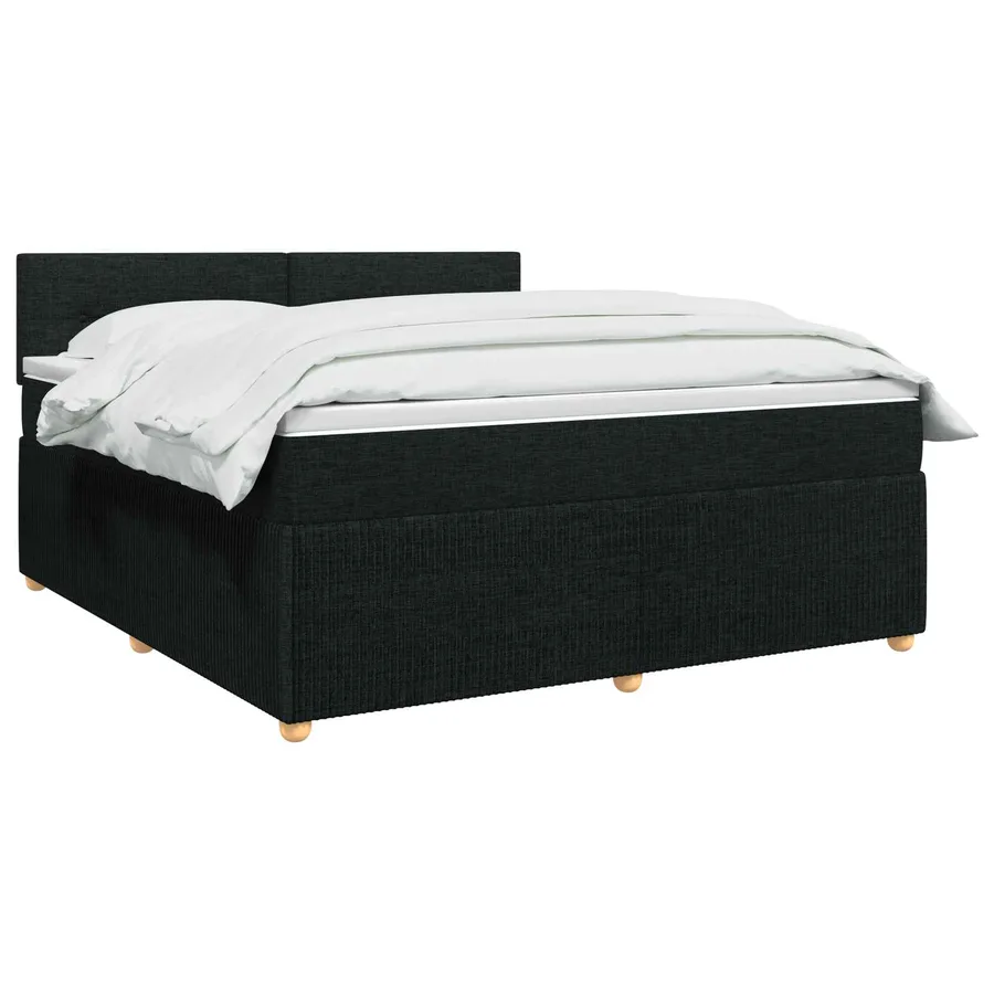 Lit boxspring avec matelas Noir 160 x 200 cm Tissu - 2