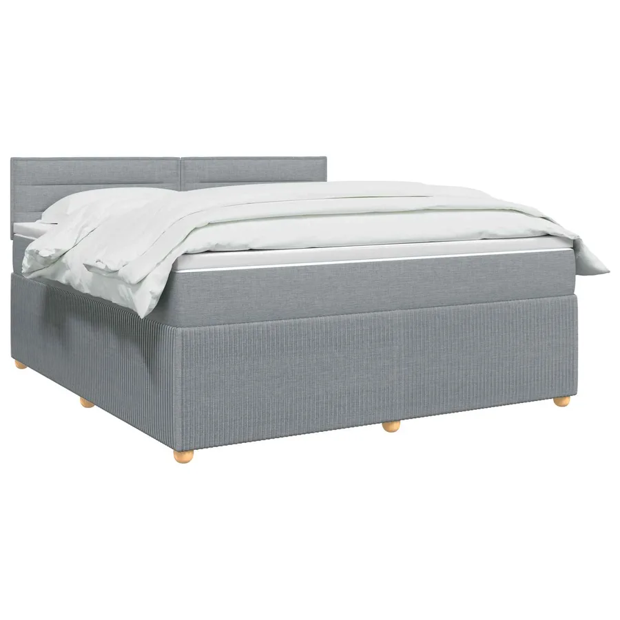 Lit boxspring avec matelas Gris clair 160 x 200 cm Tissu - 2