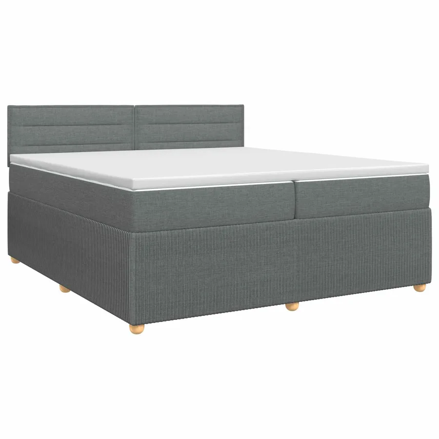 Lit boxspring avec matelas Gris foncé 200 x 200 cm Tissu