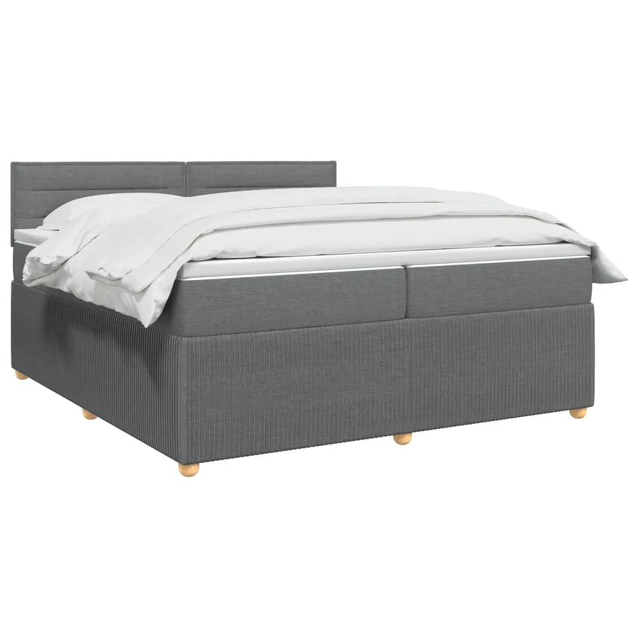 Lit boxspring avec matelas Gris foncé 200 x 200 cm Tissu - 2