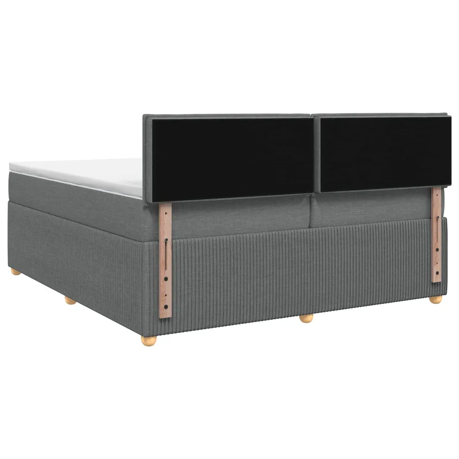 Lit boxspring avec matelas Gris foncé 200 x 200 cm Tissu - 7