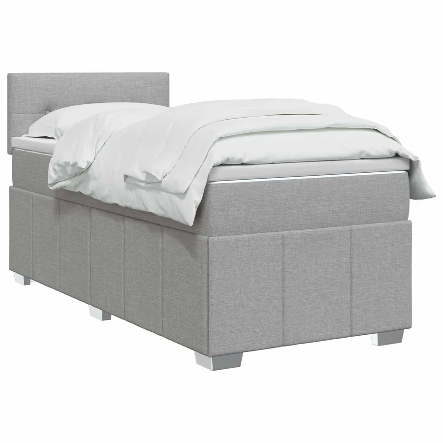 Lit boxspring avec matelas Gris clair 90 x 200 cm Tissu - 2