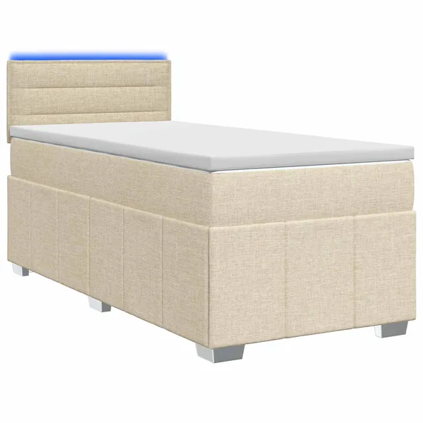 Lit boxspring avec matelas Crème 90 x 200 cm Tissu