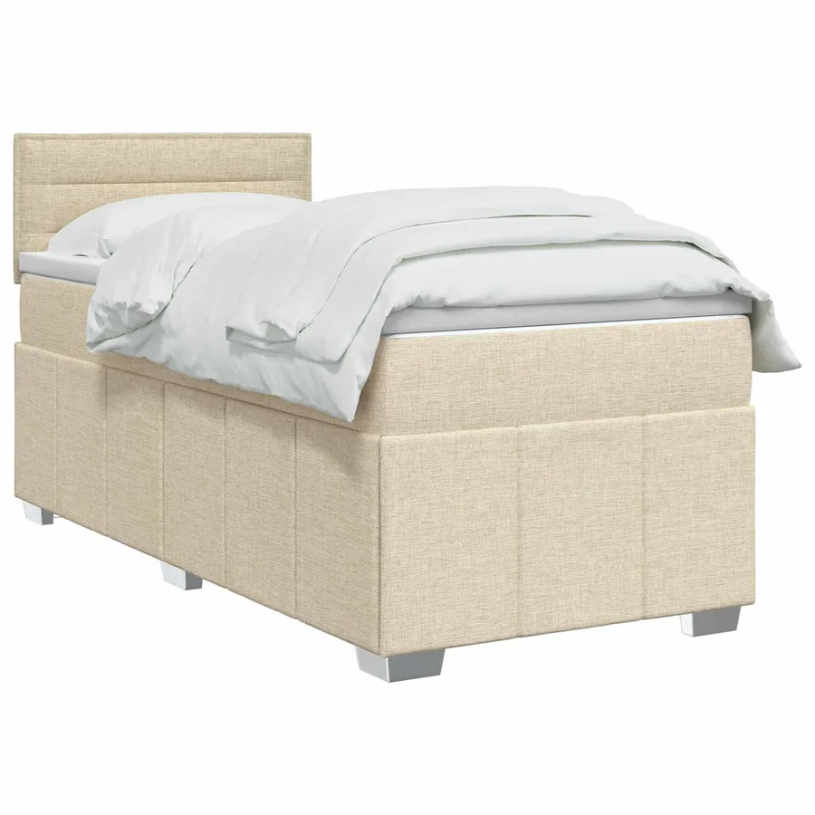 Lit boxspring avec matelas Crème 90 x 200 cm Tissu - 2