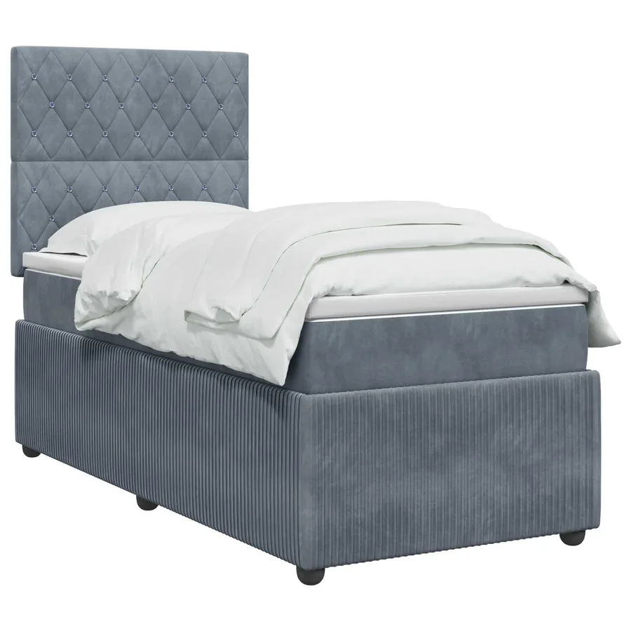 Lit boxspring LED avec matelas Gris foncé 90 x 190 cm Velours - 2