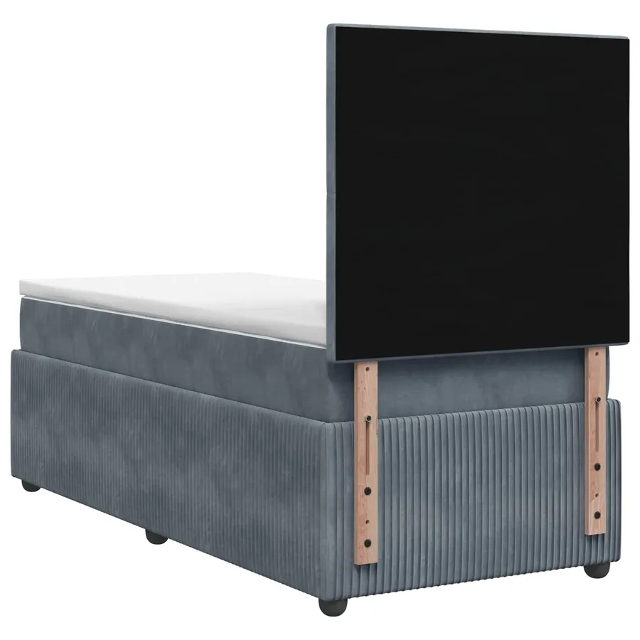 Lit boxspring LED avec matelas Gris foncé 90 x 190 cm Velours - 7
