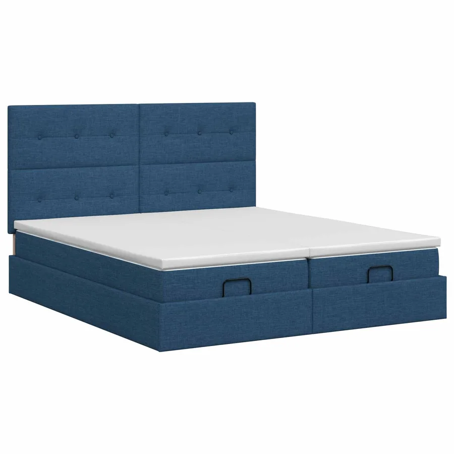 Lit ottoman avec matelas avec tête de lit 2 pc Bleu Tissu - 7