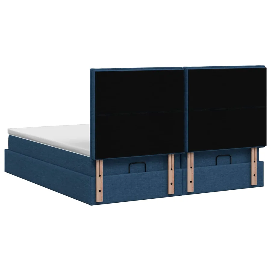 Lit ottoman avec matelas avec tête de lit 2 pcs Bleu Tissu - 8