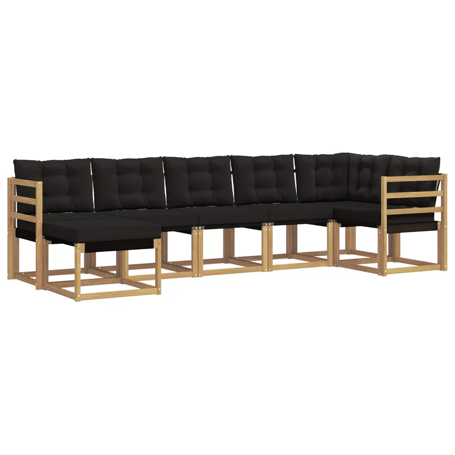 Ensemble de canapés d'extérieur 7 pcs Blanc et noir - 2