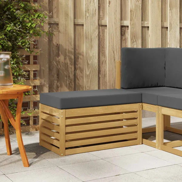 Banc de Jardin Blanc 80 x 43 x 45 cm Bois d'Acacia Massif