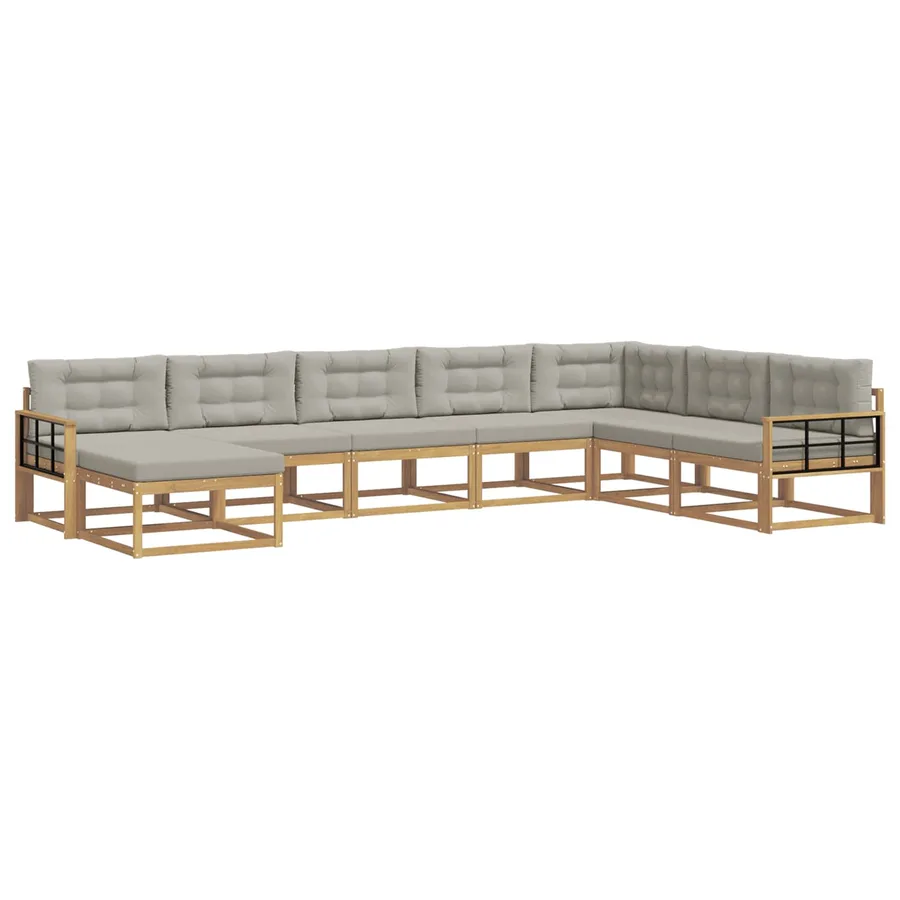 Ensemble de canapés d'extérieur 8 pcs Blanc et gris clair - 2