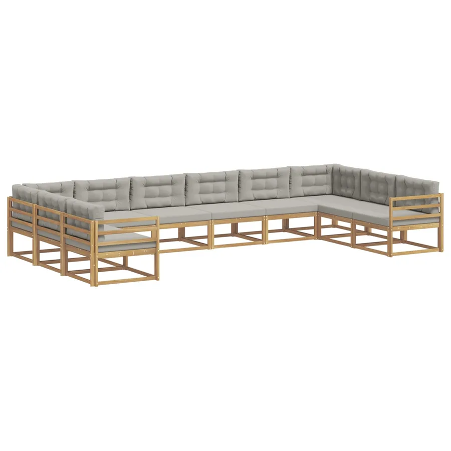 Ensemble de canapés d'extérieur 10 pcs Blanc et gris clair - 2