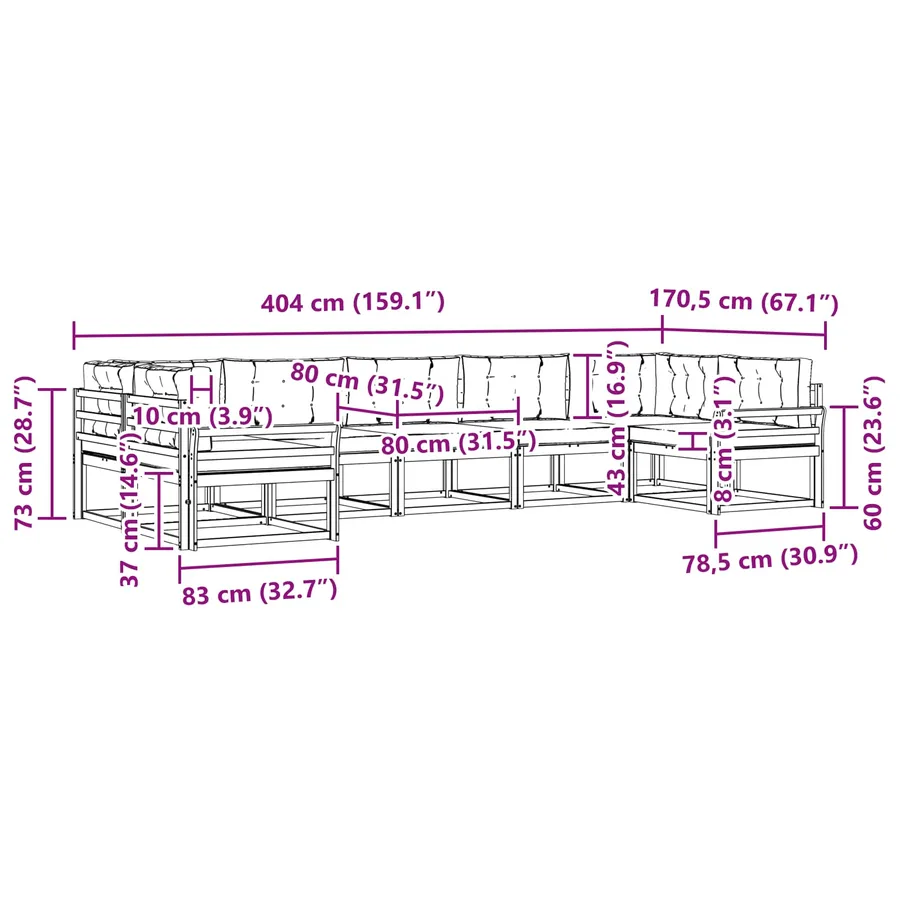Ensemble de canapés d'extérieur 7 pcs Blanc et gris clair - 7