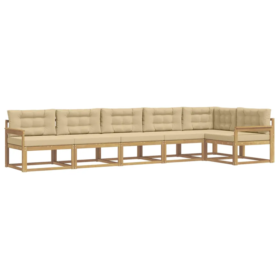 Ensemble de canapés d'extérieur 4 pcs Blanc et Beige Polyester - 2