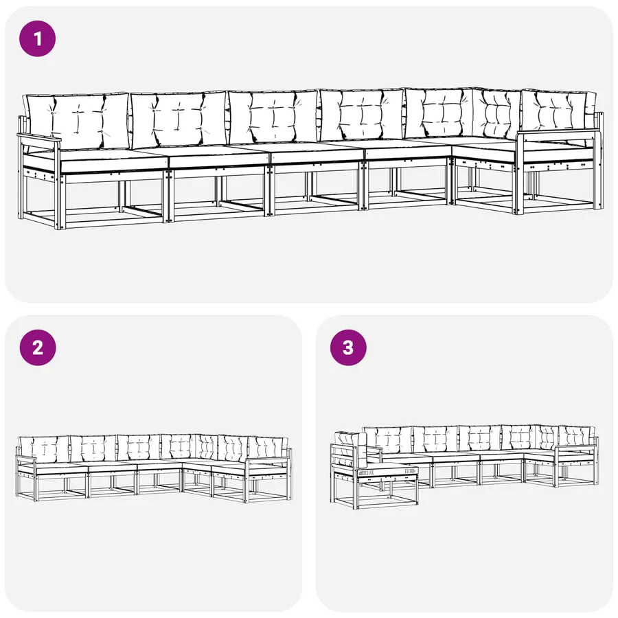 Ensemble de canapés d'extérieur 4 pcs Blanc et Beige Polyester - 7