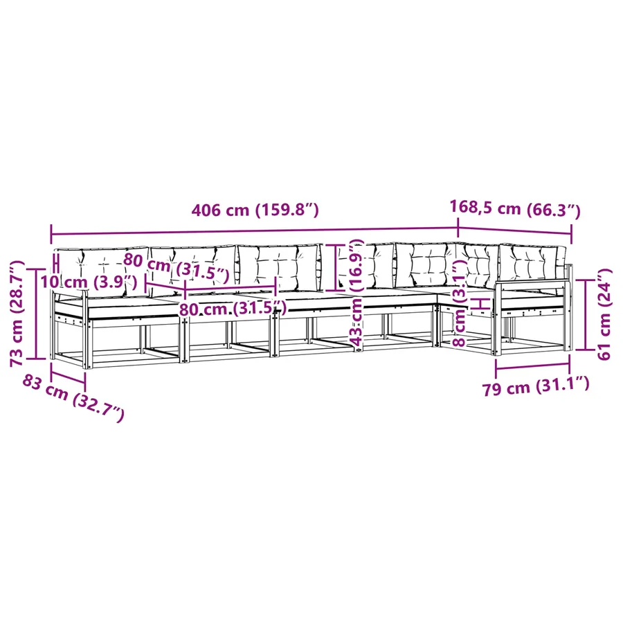 Ensemble de canapés d'extérieur 4 pcs Blanc et Beige Polyester - 8