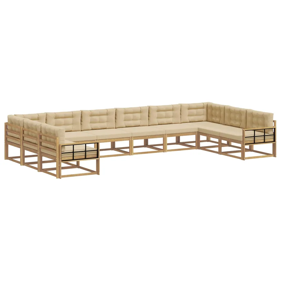 Ensemble de canapés d'extérieur 10 pcs Blanc et Beige - 2