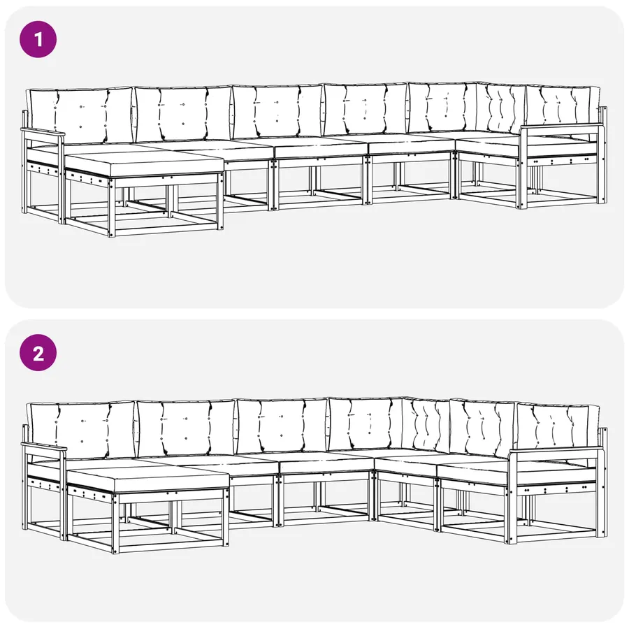 Ensemble de canapés d'extérieur 7 pcs Blanc et Beige - 7