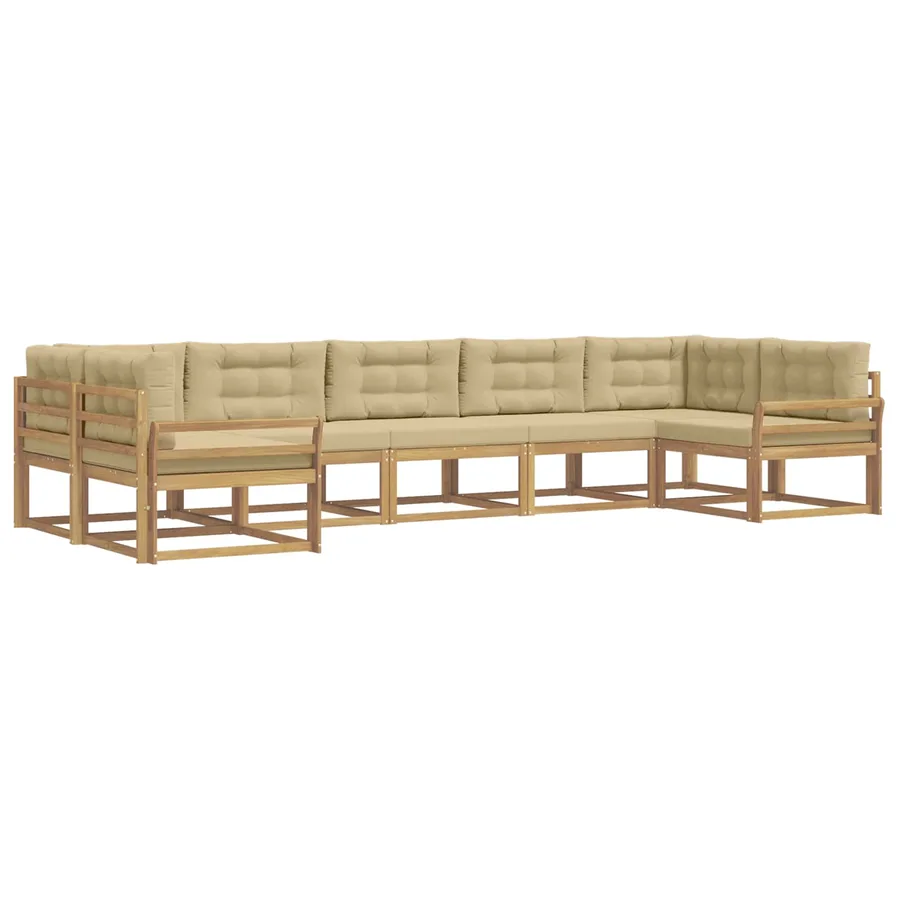 Ensemble de canapés d'extérieur 7 pcs Blanc et Beige - 2
