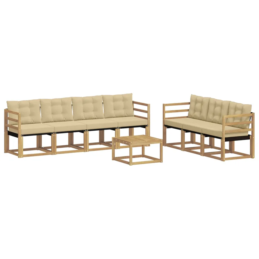 Ensemble de canapés d'extérieur 8 pcs Blanc et Beige - 2