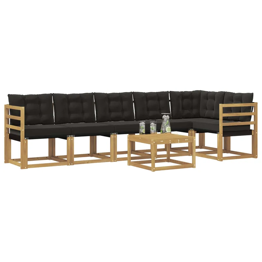 Ensemble de canapés d'extérieur 7 pcs Blanc et noir - 2