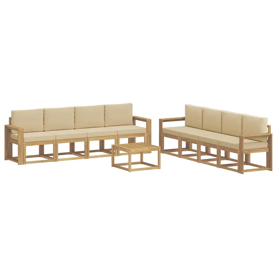 Ensemble de canapés d'extérieur 9 pcs Blanc et Beige - 2