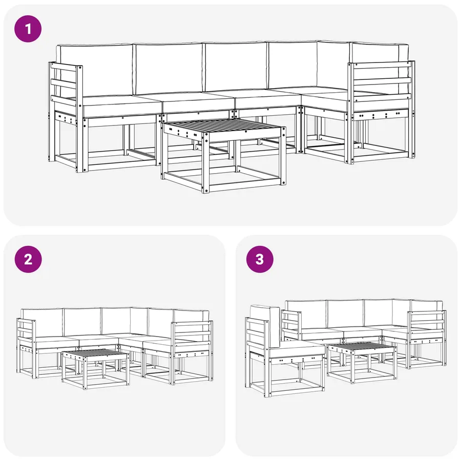 Ensemble de canapés d'extérieur 6 pcs Blanc et anthracite - 7