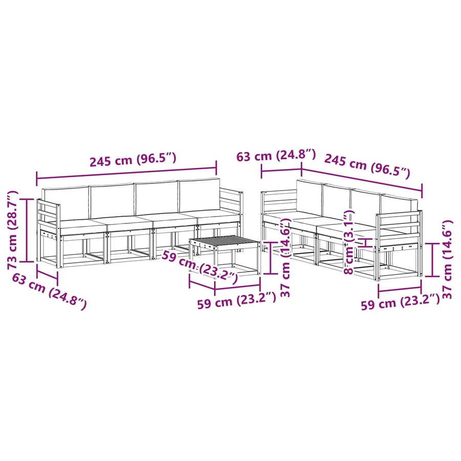 Ensemble de canapés d'extérieur 9 pcs Blanc et anthracite - 7