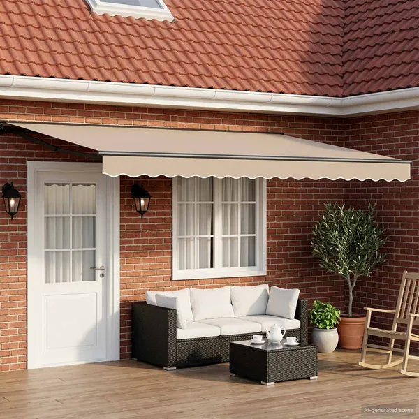 Auvent rétractable manuel Beige 5 × 3,5 m