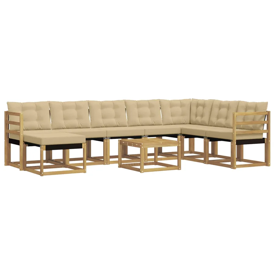 Ensemble de canapés d'extérieur 9 pcs Blanc et Beige - 2