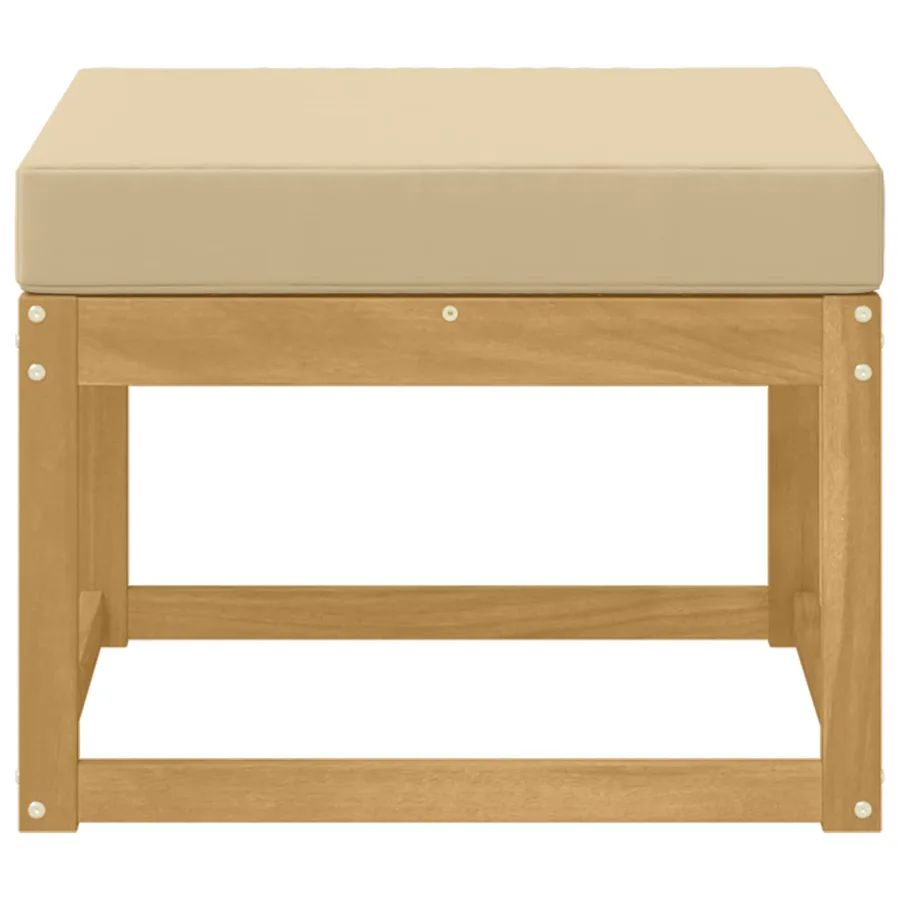Hocker d'extérieur Bois d'Acacia Massif Blanc - 3