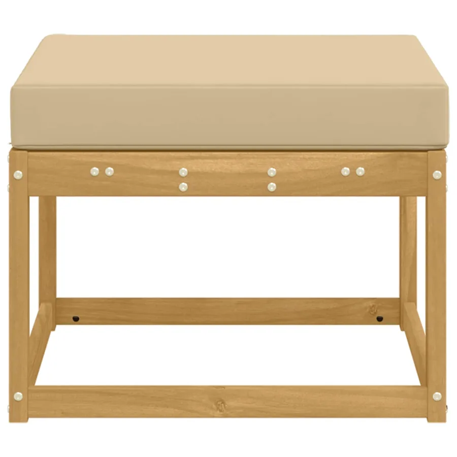 Hocker d'extérieur Bois d'Acacia Massif Blanc - 4