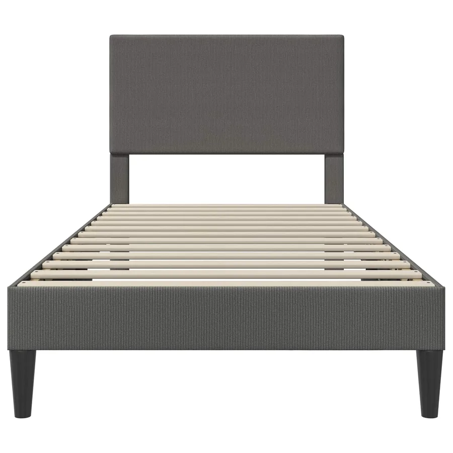 Cadre de lit Gris foncé 90 x 200 cm Tissu en velours côtelé - 4