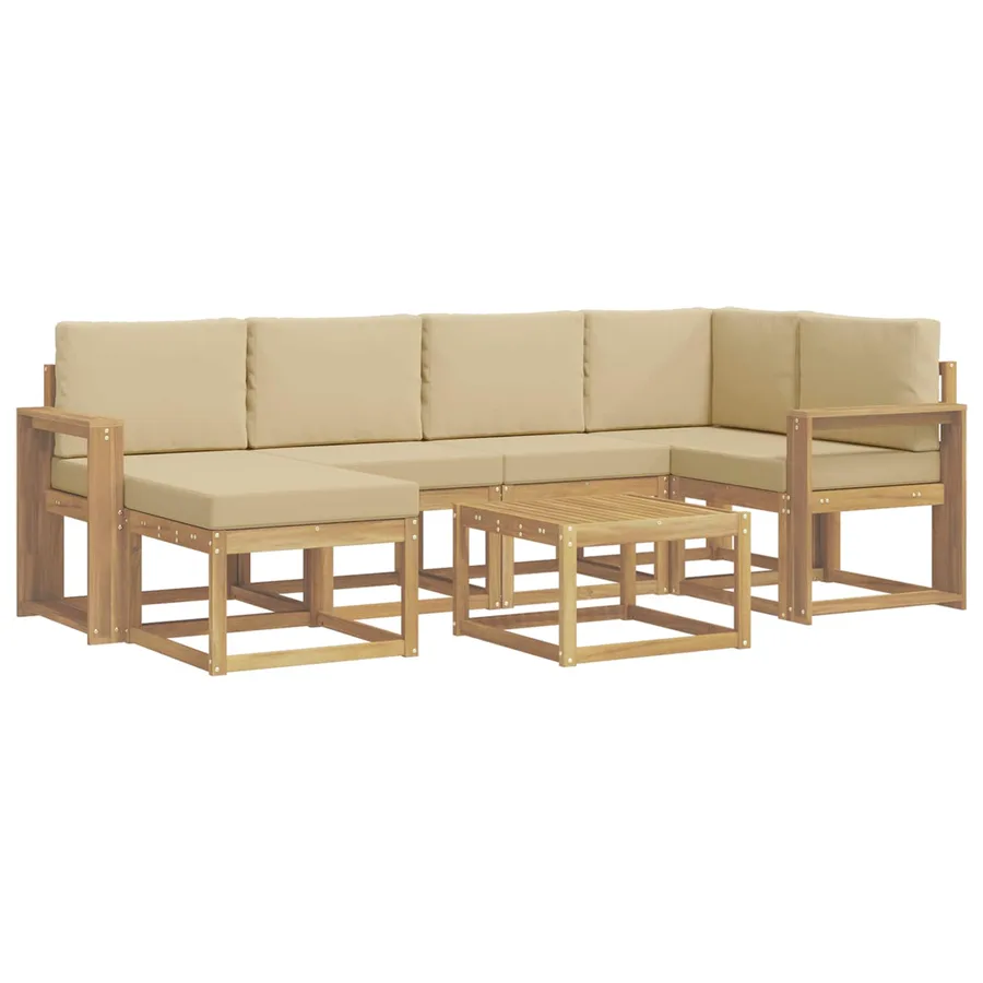 Ensemble de canapés d'extérieur 7 pcs Blanc et Beige - 2