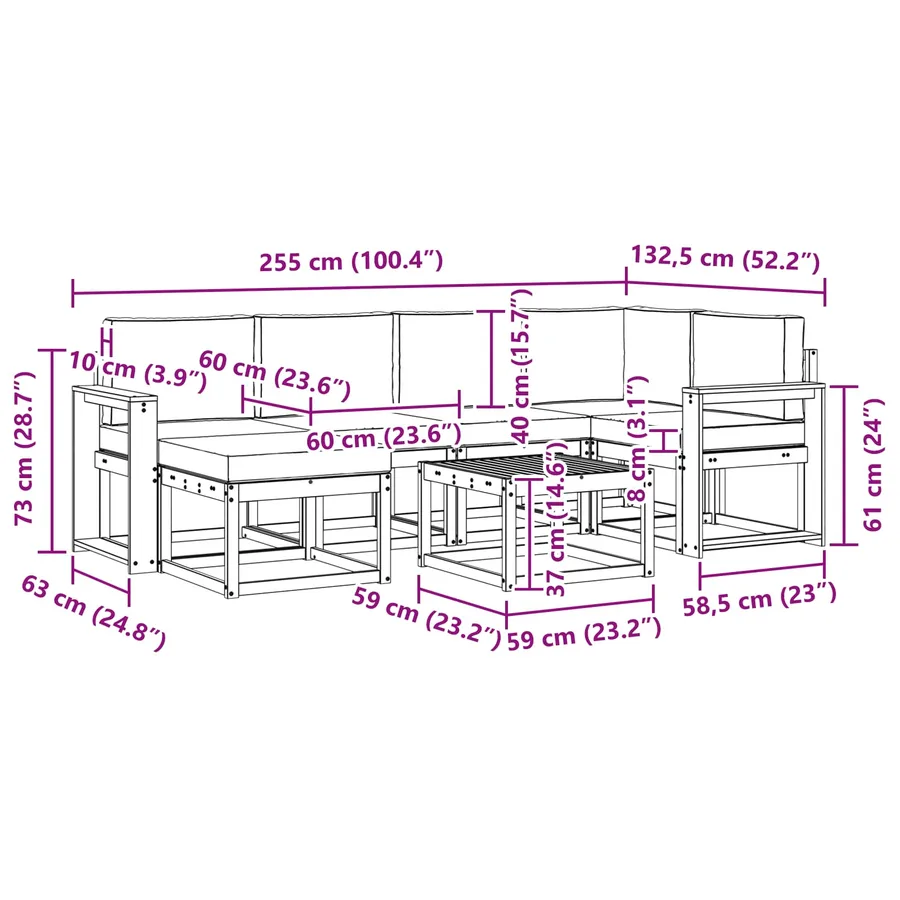 Ensemble de canapés d'extérieur 7 pcs Blanc et Beige - 8