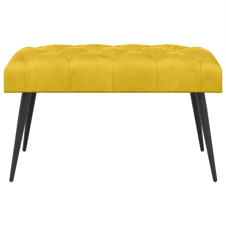 Banc avec capitonnage bouton Jaune 80 x 40 x 46 cm Velours - 5
