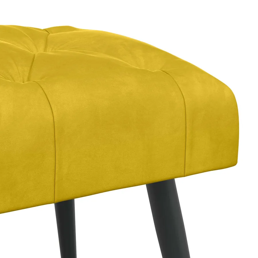 Banc avec capitonnage bouton Jaune 80 x 40 x 46 cm Velours - 6