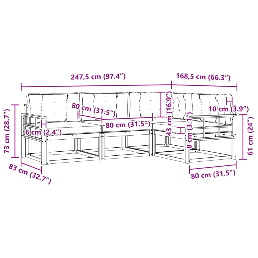 Ensemble de canapés d'extérieur 3 pcs Blanc et anthracite - 7