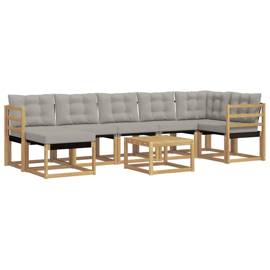 Ensemble de canapés d'extérieur 8 pcs Blanc et gris clair - 2