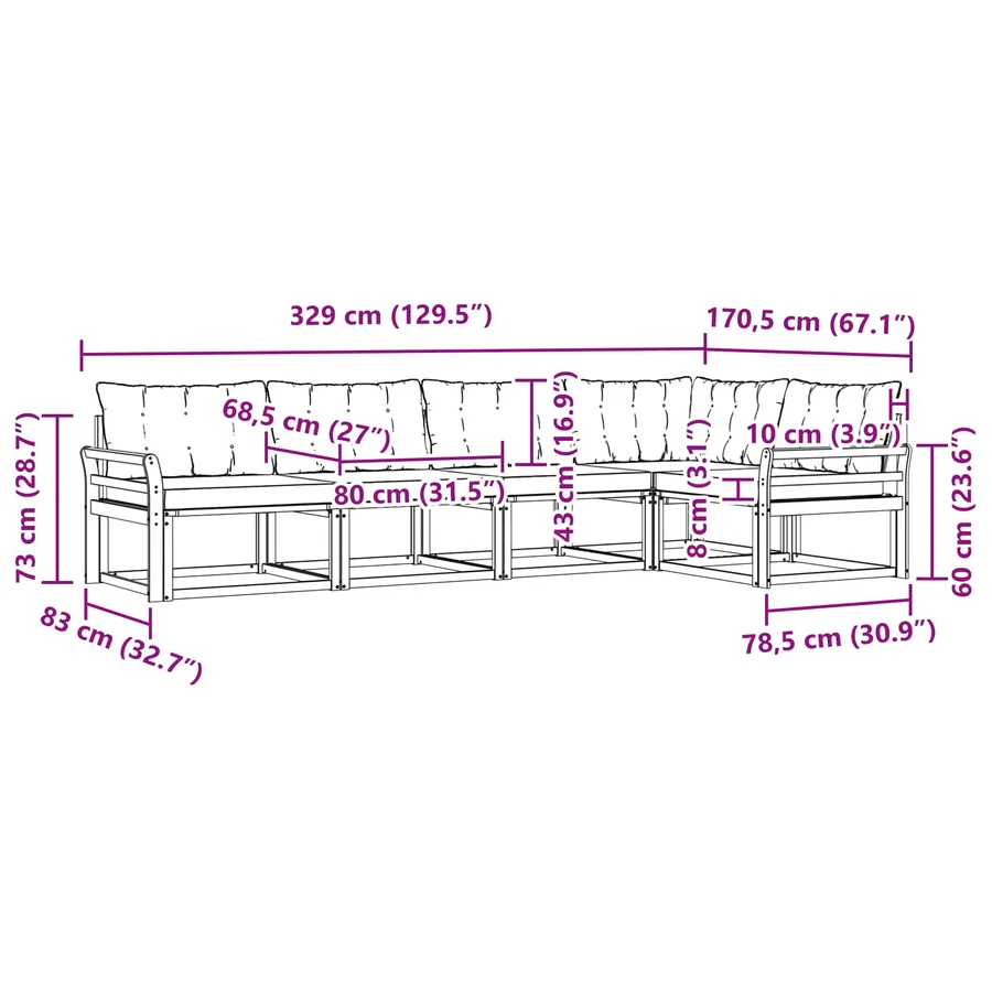 Ensemble de canapés d'extérieur 5 pcs Blanc et crème - 9