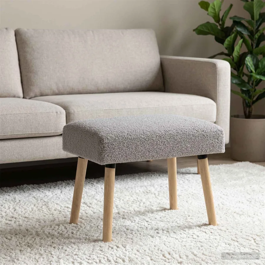 banc Uni Gris clair 60 x 40 x 45 cm Bouclé
