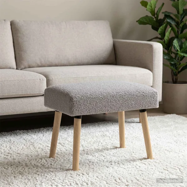 banc Uni Gris clair 60 x 40 x 45 cm Bouclé