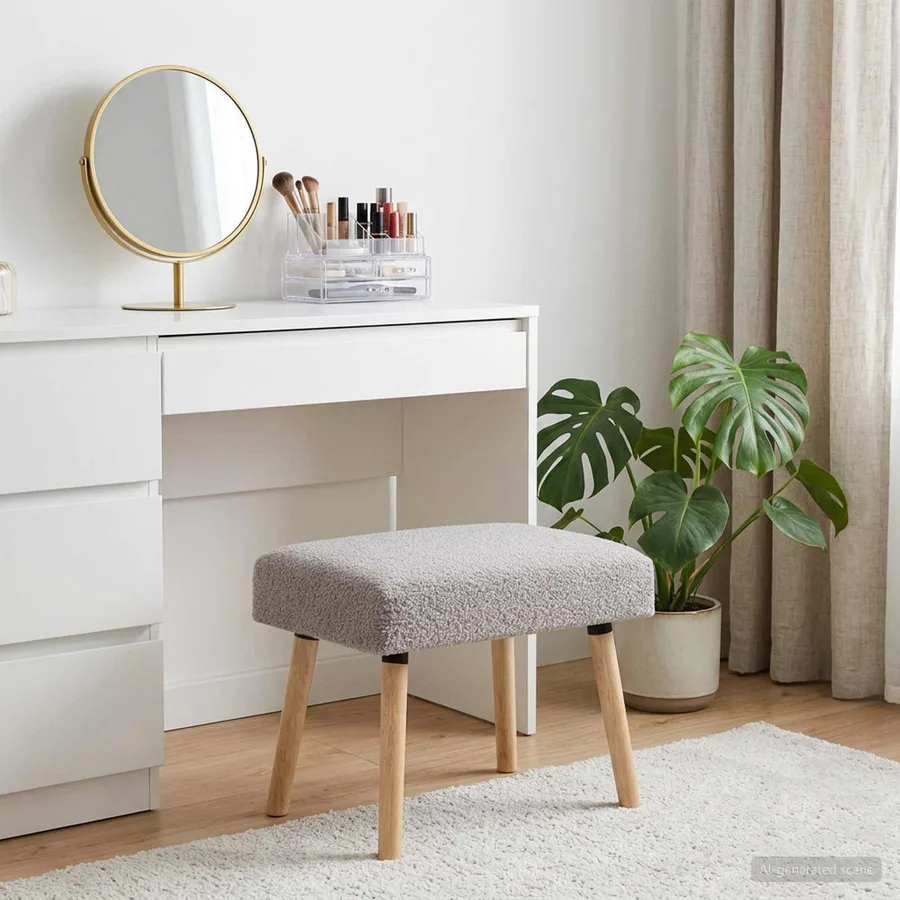 banc Uni Gris clair 60 x 40 x 45 cm Bouclé - 3